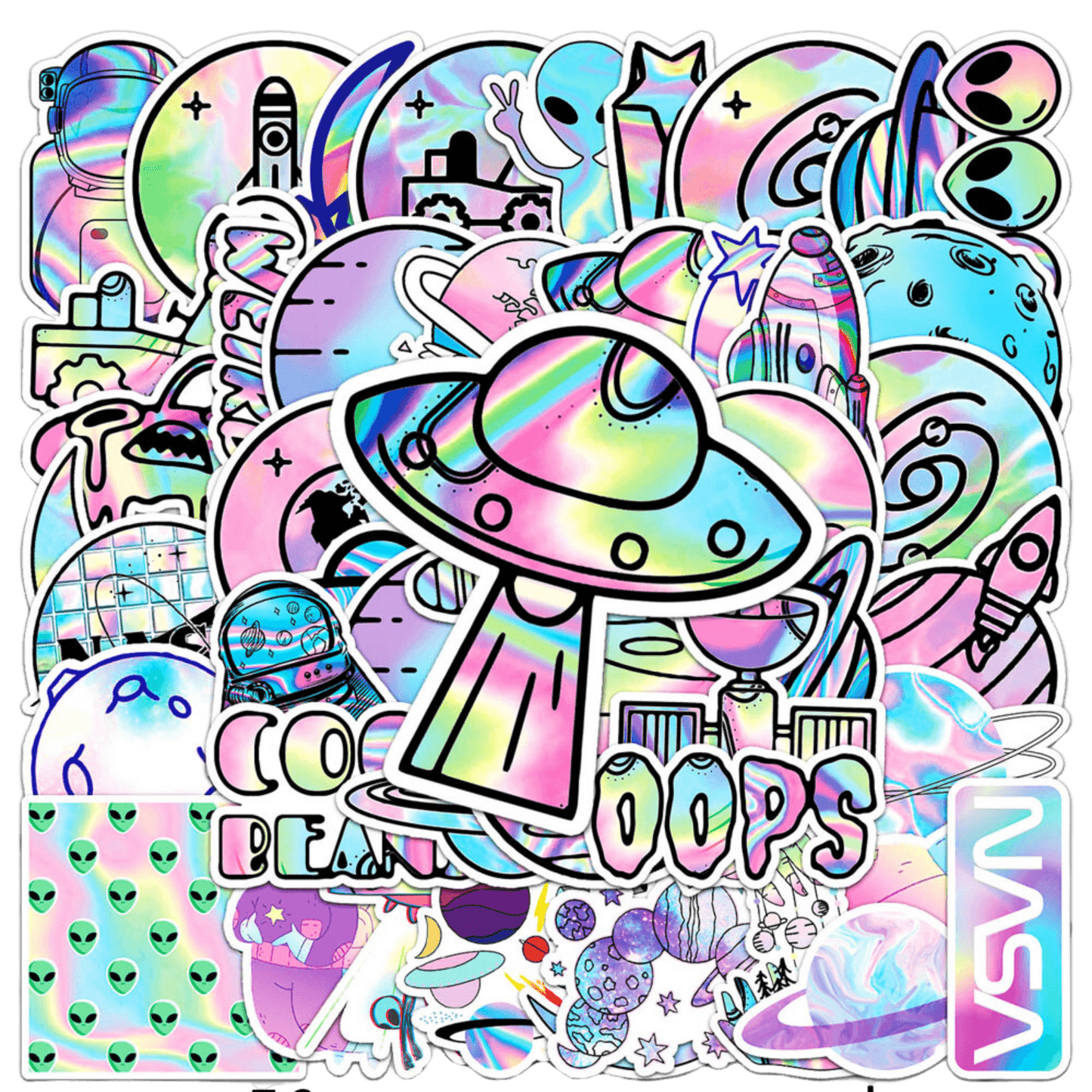 Pack Stickers Holográfico UFO - PrintandoParadise